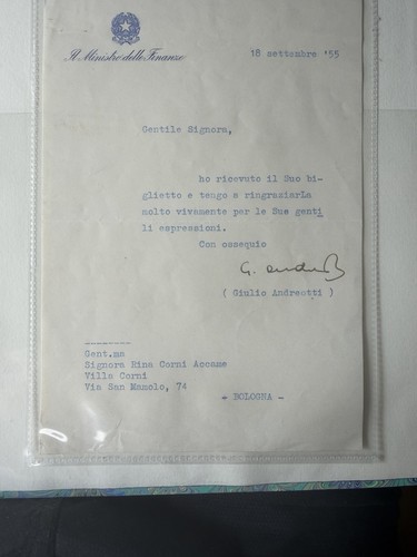 Lettera firmata andreotti - lettera,